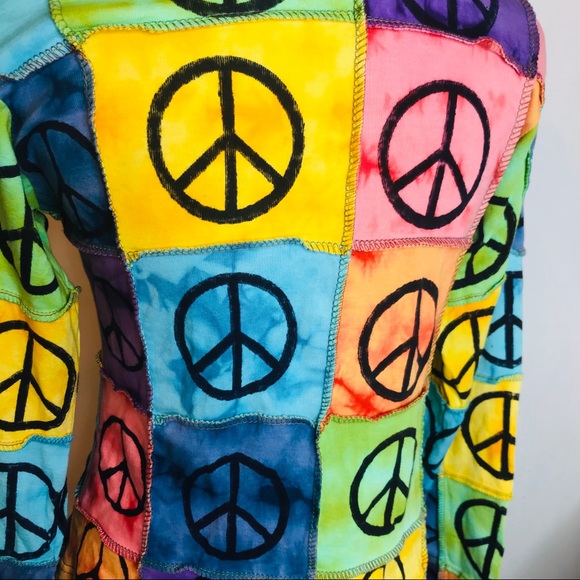 All That Jazz Peace Symbols Sweatshirt, Multicolor, Small - Picture 5 of 9